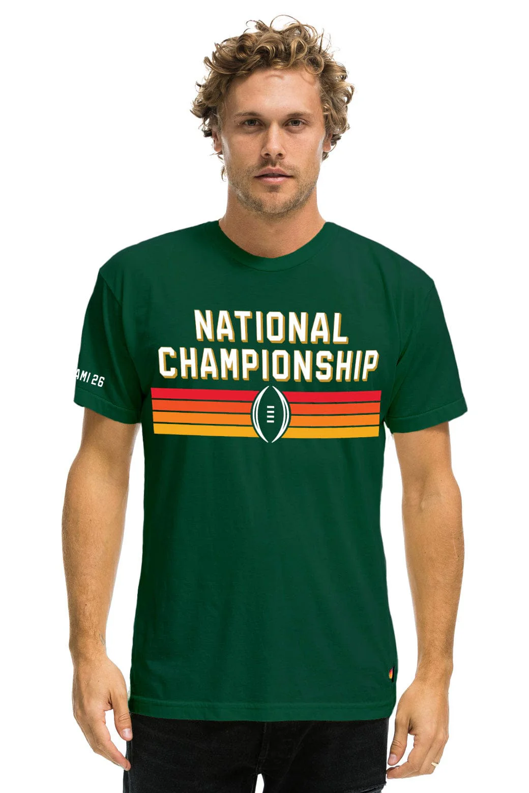 Image of UNIVERSITY OF MIAMI CFP 2026 CREW TEE SHIRT - MIAMI GREEN