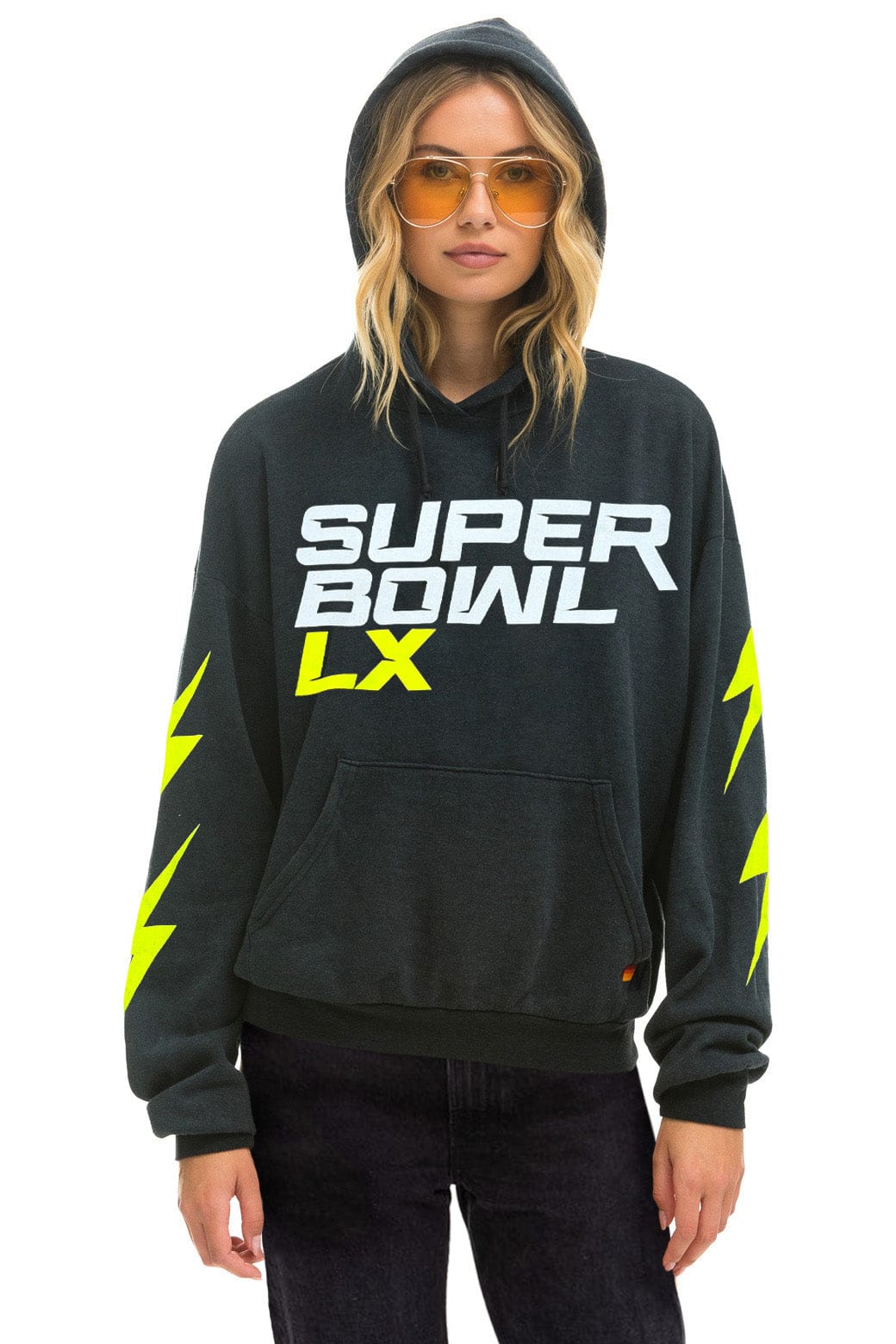 Image of SUPER BOWL 2026 BOLT RELAXED PULLOVER HOODIE - CHARCOAL
