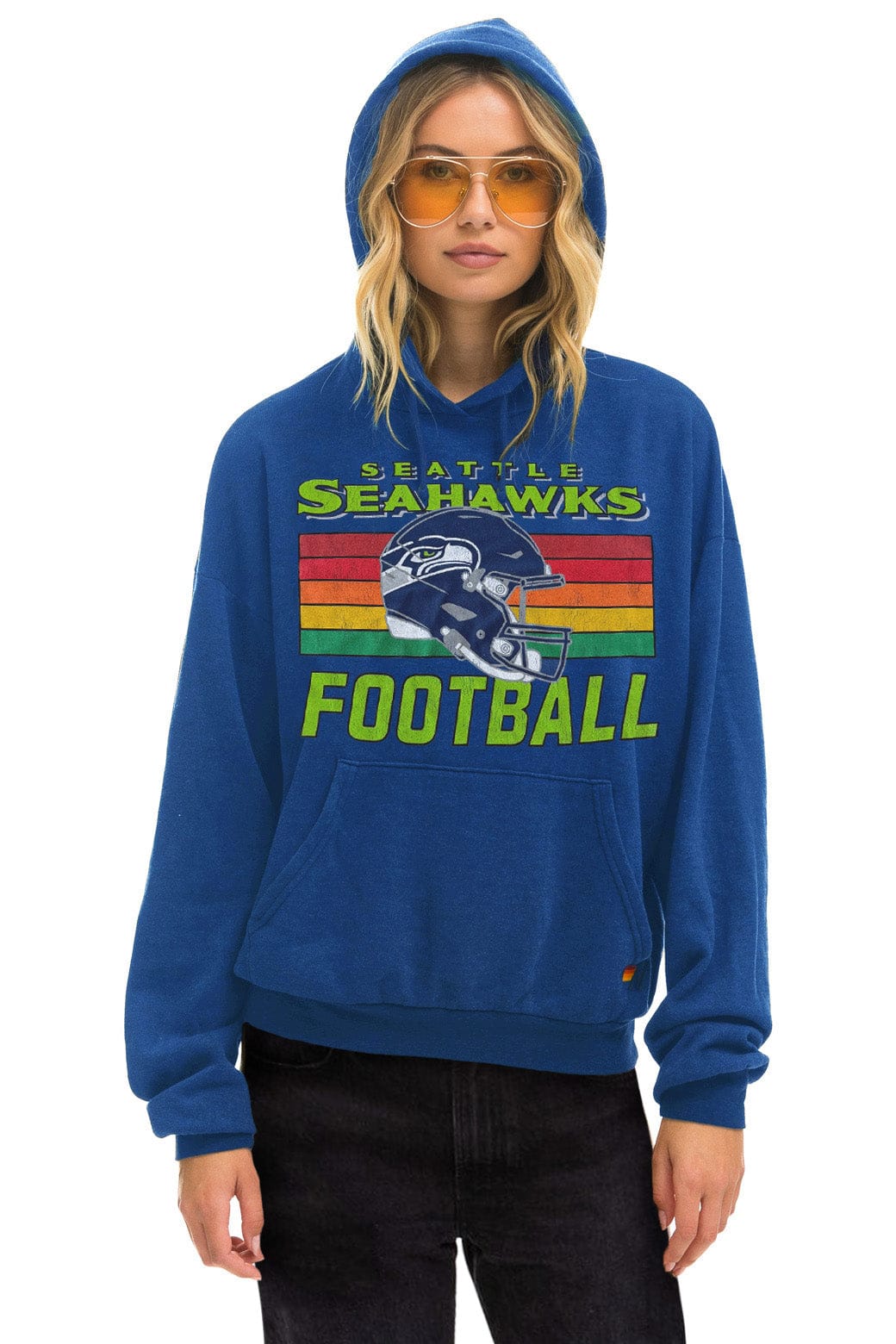 Image of SEATTLE SEAHAWKS HELMET RELAXED PULLOVER HOODIE - ROYAL