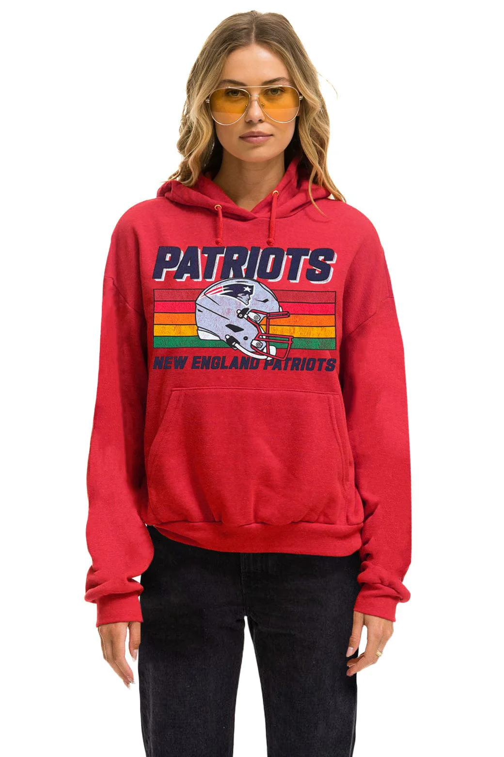 Image of NEW ENGLAND PATRIOTS HELMET RELAXED PULLOVER HOODIE - FLASH RED