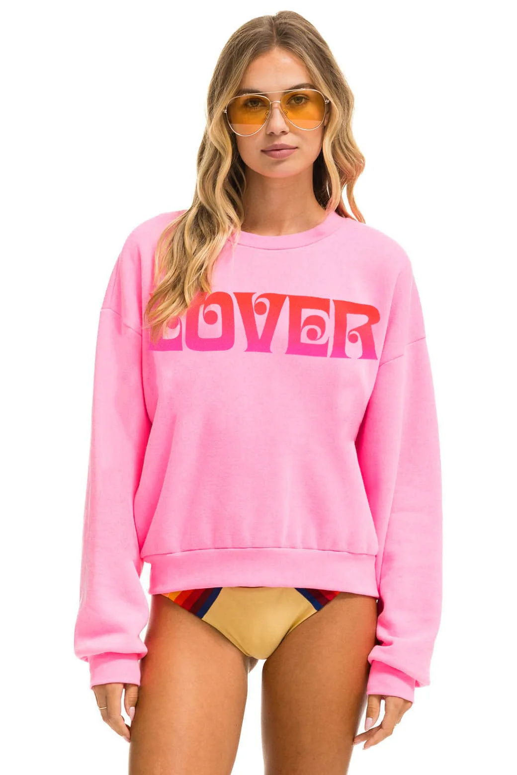 Image of LOVER RELAXED CREW SWEATSHIRT - NEON PINK