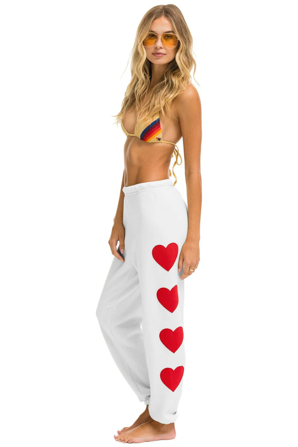 Image of HEART STITCH 4 SWEATPANTS - WHITE