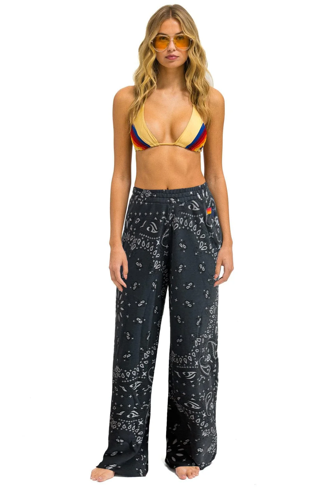 Image of BANDANA WIDE LEG POCKET SWEATPANTS - CHARCOAL