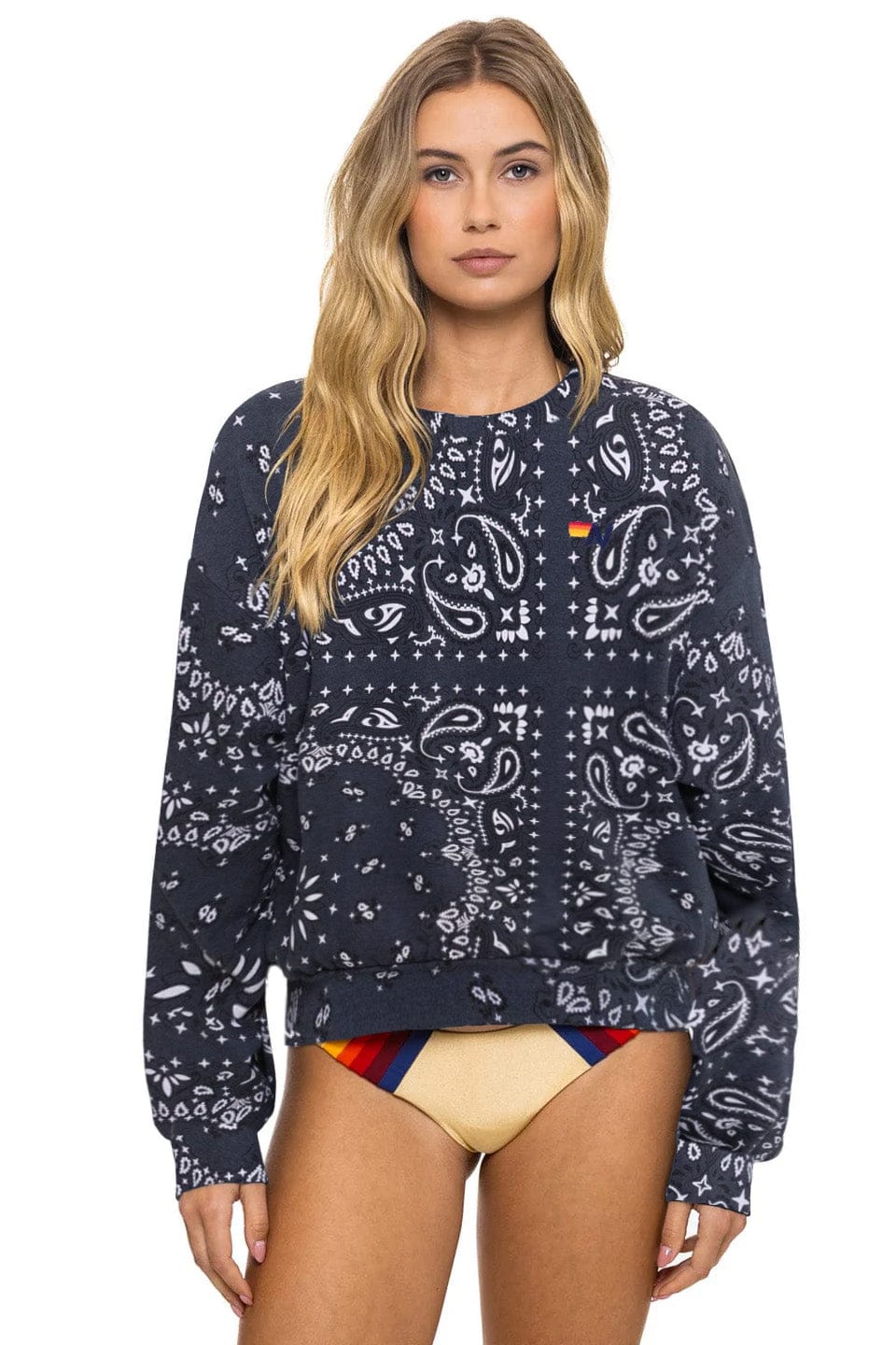 Image of BANDANA RELAXED CREW SWEATSHIRT - CHARCOAL