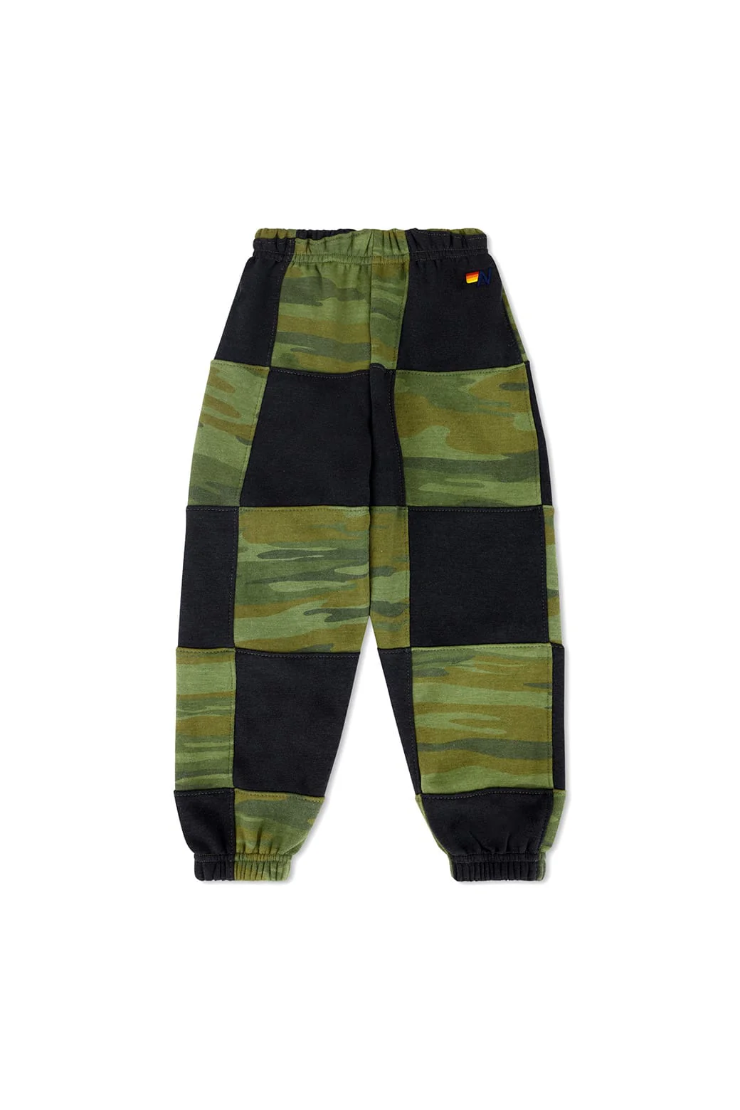 Image of KID'S CHECK QUILTED SWEATPANTS -SMOKE // CAMO