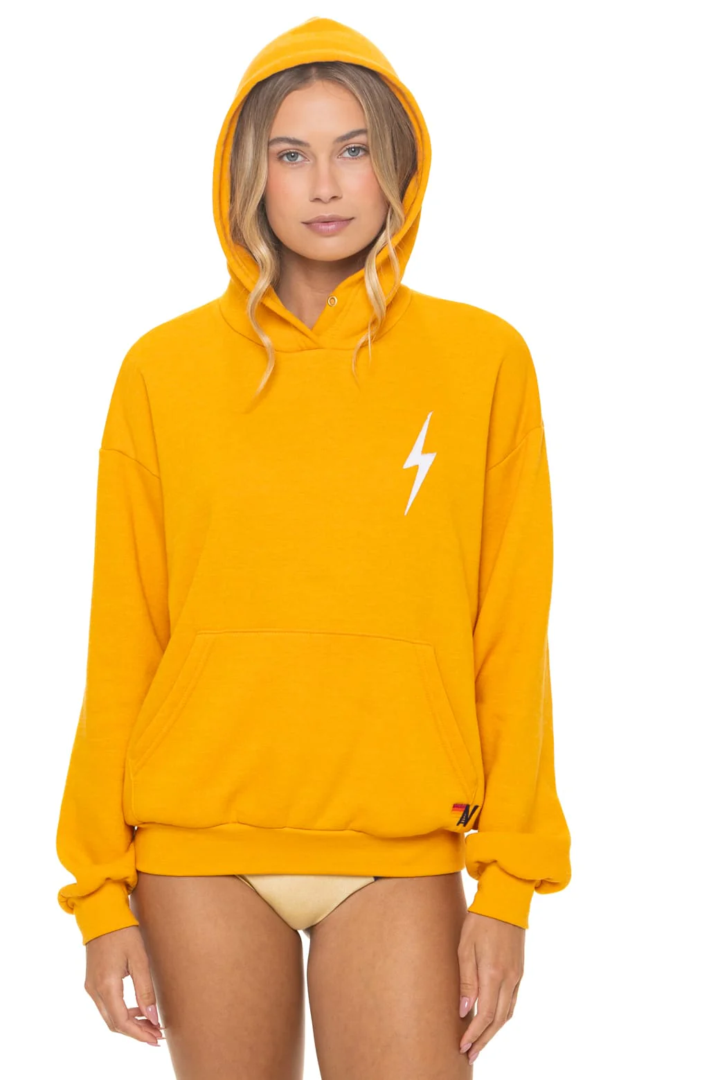 Image of BOLT STITCH RELAXED PULLOVER HOODIE - VINTAGE GOLD // WHITE