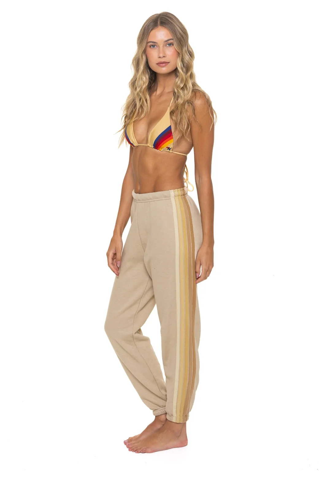 Image of 5 STRIPE SWEATPANTS - SAND // TAN