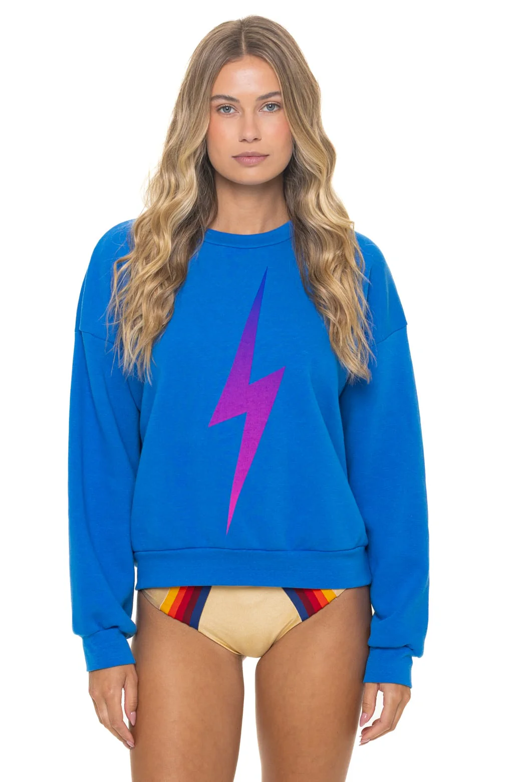 Image of BOLT FADE RELAXED CREW SWEATSHIRT - OCEAN // PINK // PURPLE