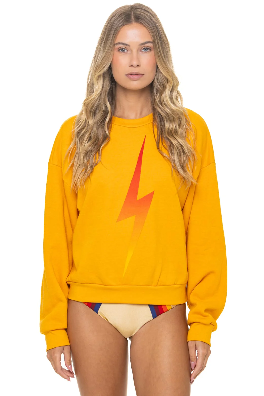Image of BOLT FADE RELAXED CREW SWEATSHIRT - VINTAGE GOLD // RED // YELLOW