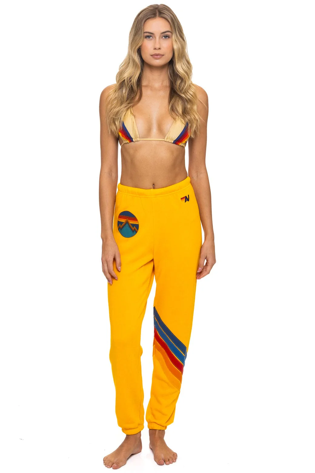Image of ALL SEASONS CIRCLE CHEVRON SWEATPANTS - GOLD