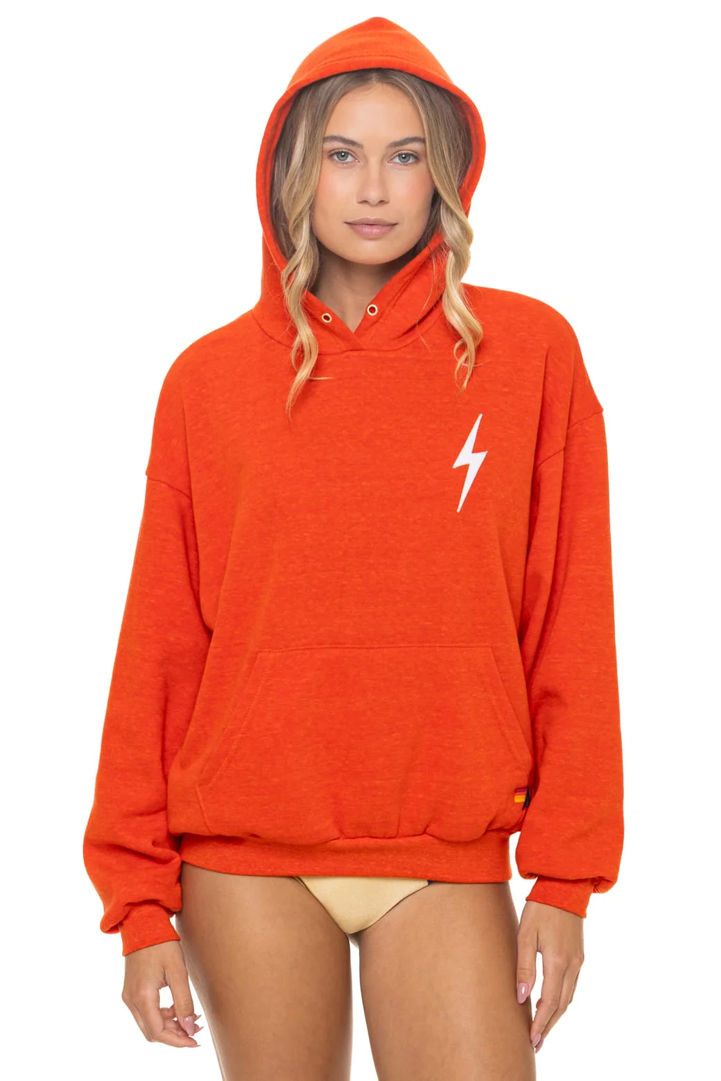 Image of BOLT STITCH RELAXED PULLOVER HOODIE - VINTAGE ORANGE // WHITE