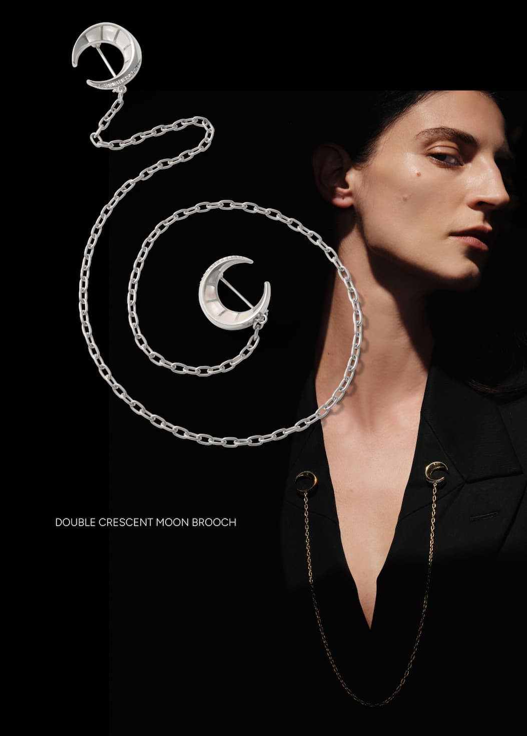 Crescent Moon Brooch
