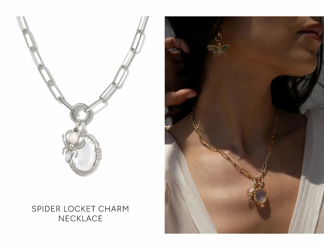 Spider Locket Charm Necklace