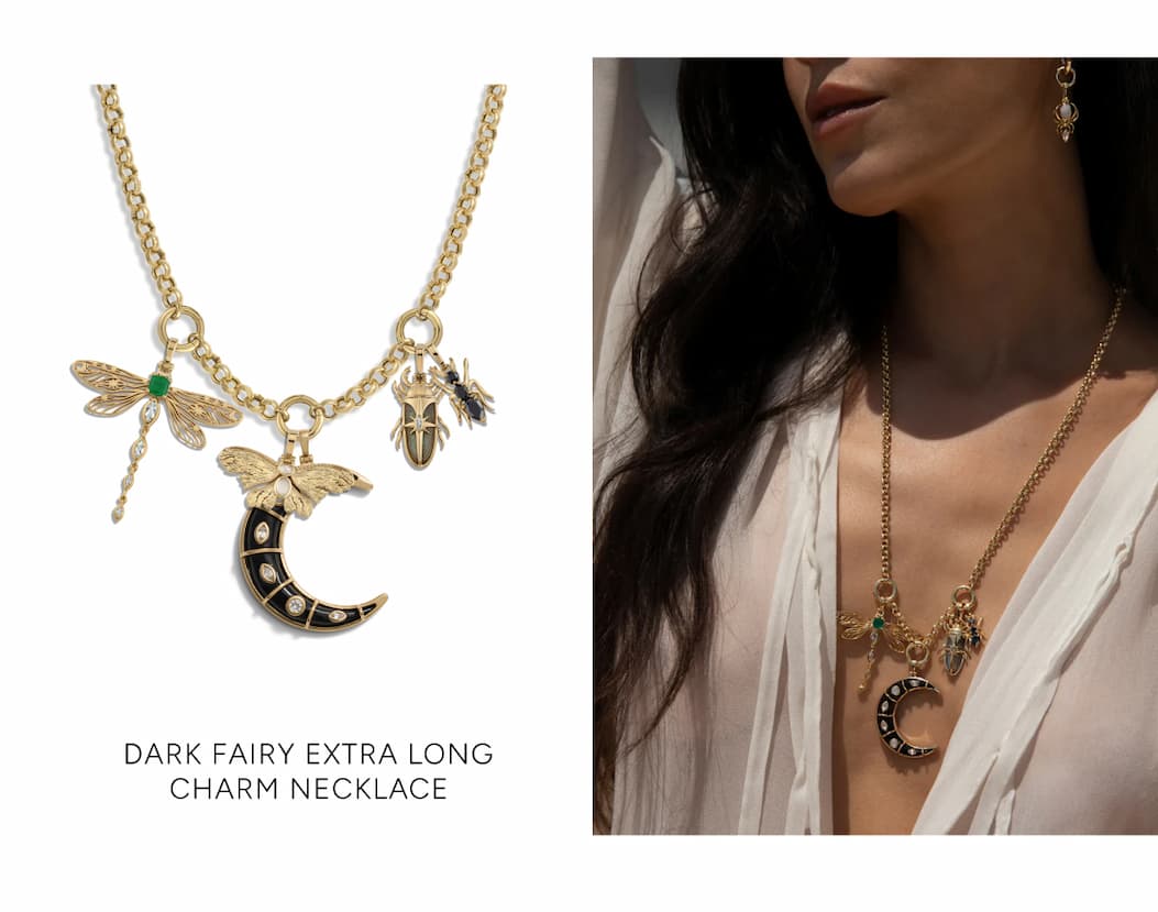 Dark Fairy Extra Long Charm Necklace
