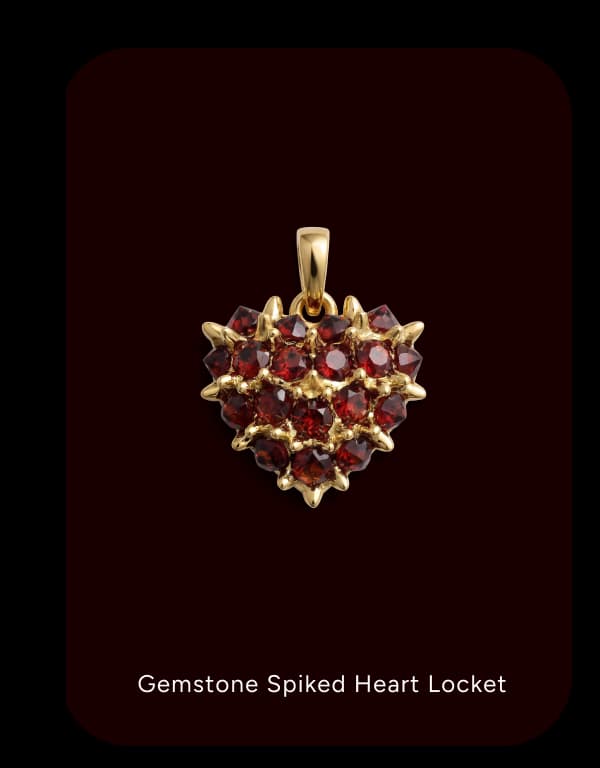 Gemstone Spiked Heart Locket Necklace