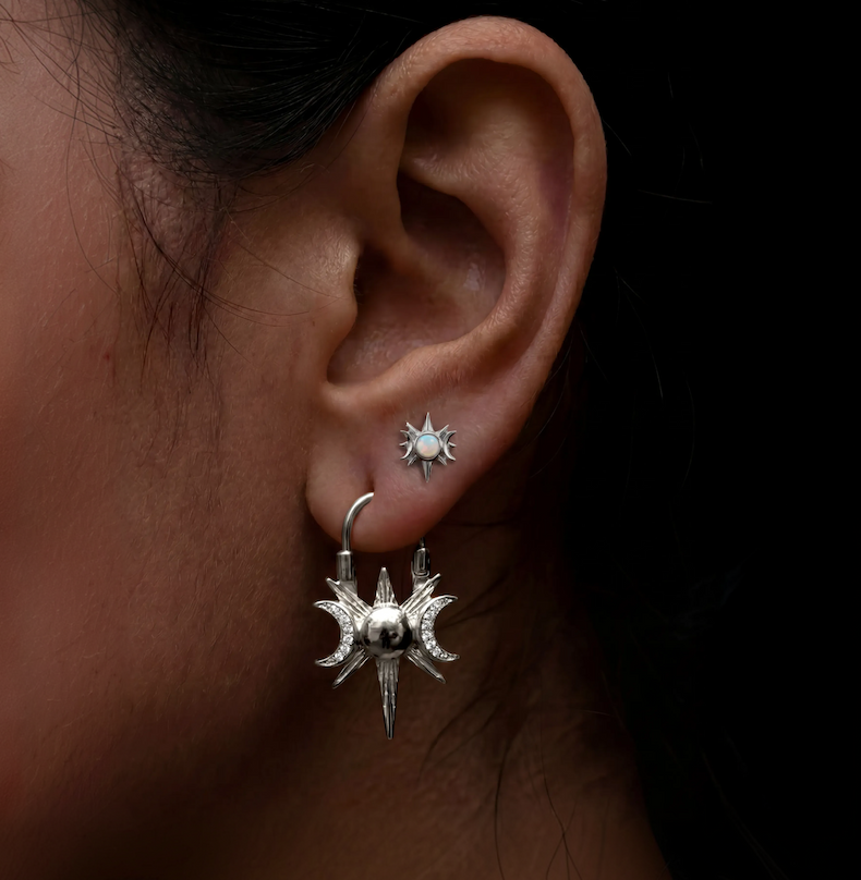 Opal Triple Moon Studs