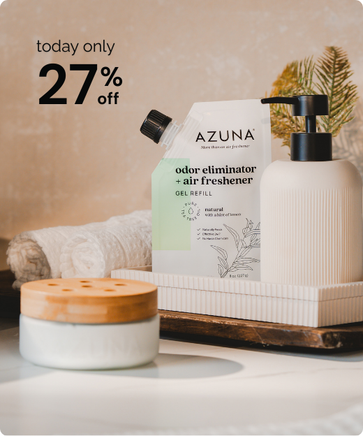 Azuna gel and jar in bathroom