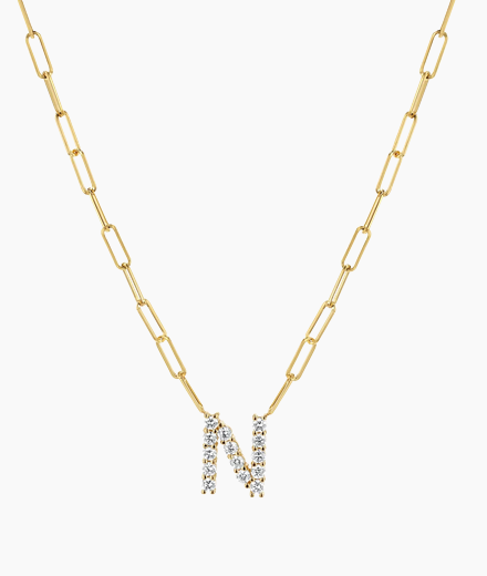 Grand Initial Paper Clip Necklace
