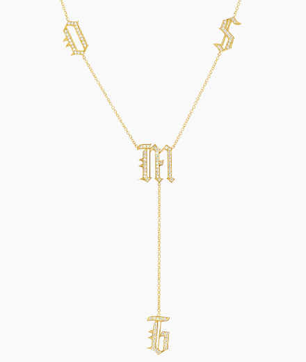 Diamond Old English Letter Drop Necklace