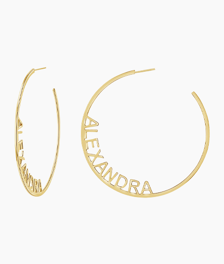 Large Custom Block Name Hoop Earrings