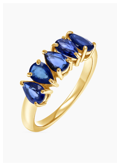 Pear Shape Blue Sapphire Half Eternity Ring