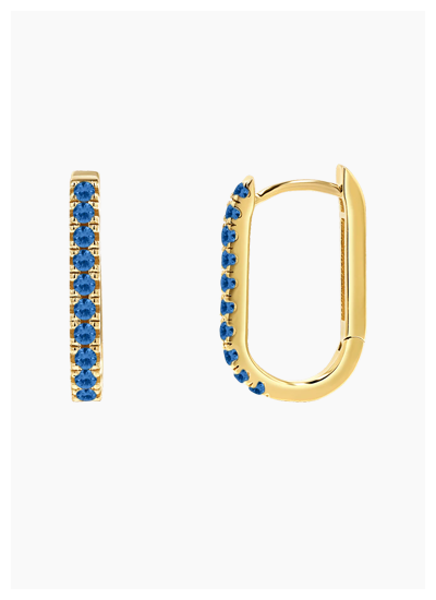 Gemstone Pave Paper Clip Huggie Earrings