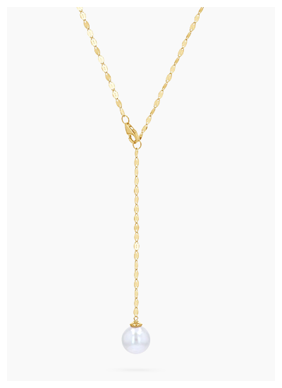 Demure Pearl Drop Chain Lariat