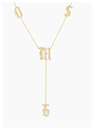 Diamond Old English Letter Drop Necklace