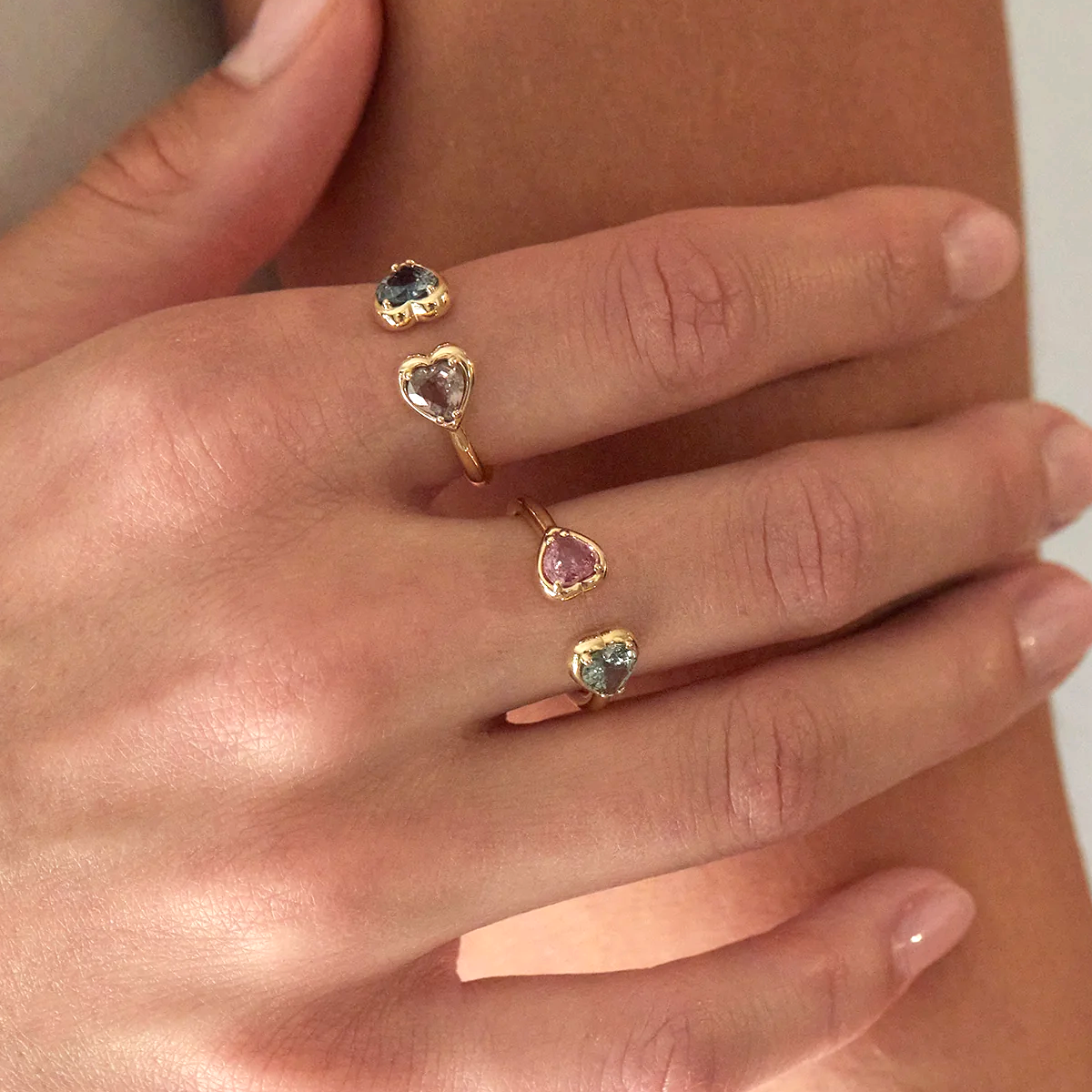 Sapphire Heart Duo Wrap Ring