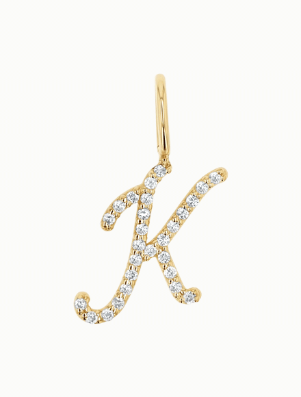 Diamond Script Letter Charm