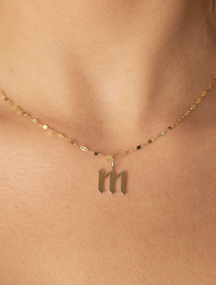 Gothic Old English Solid Initial Letter Charm