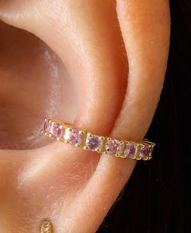 Light Pink Sapphire Gemstone Ear Cuff