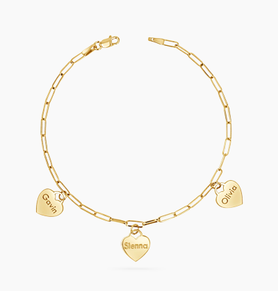 Custom Name Drop Heart Charm Bracelet