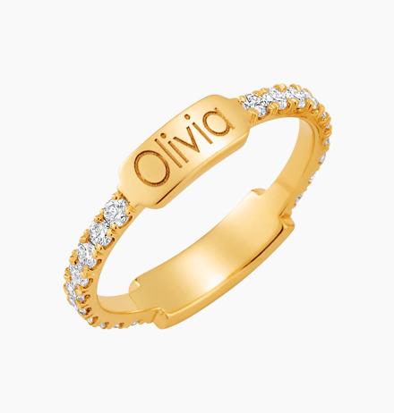 Moyen Diamond U-Pave Engraved Ring