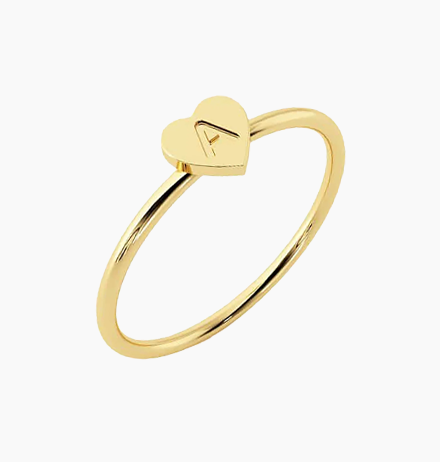 Engravable Letter Heart Stacking Ring