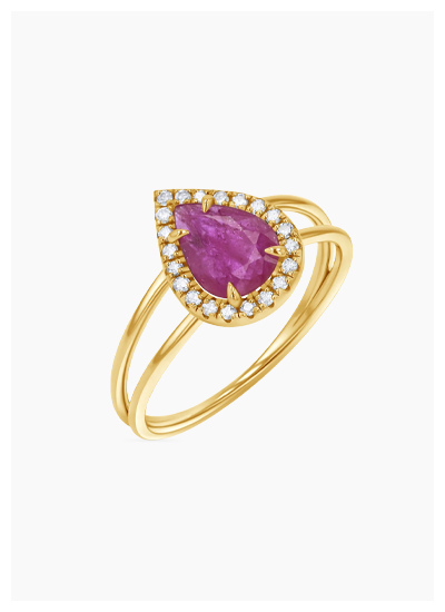 Diamond Pave Teardrop Ruby Ring