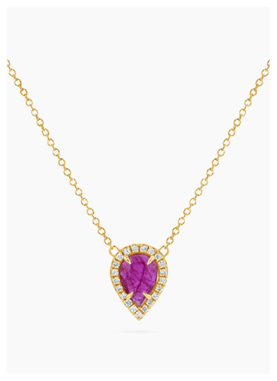 Diamond Pave Ruby Solitaire Pendant