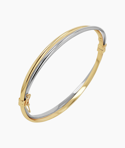 Two Tone Hinged Bangle (6mm)