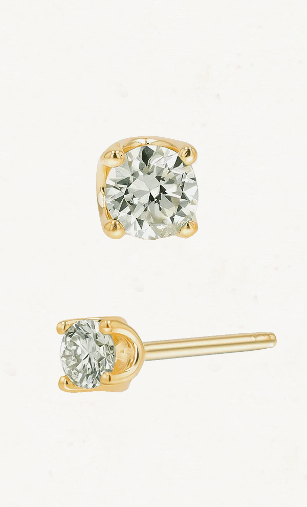 14K Gold Solitaire Studs