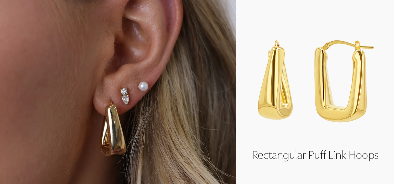 Rectangular Puff Link Hoops