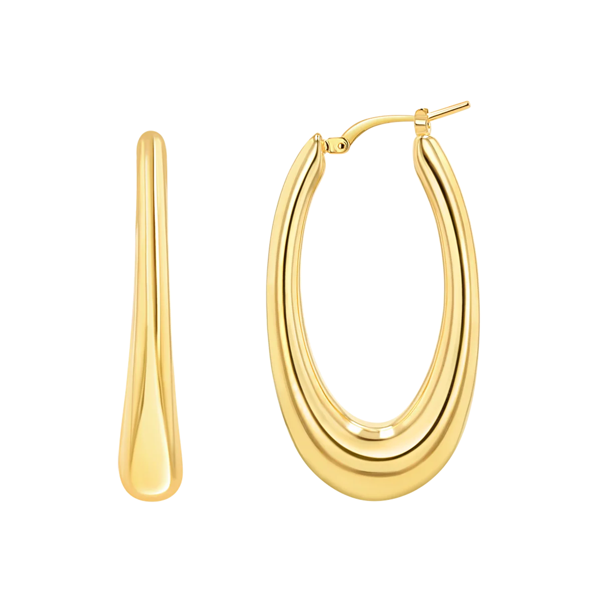 Image of Oval Curved Hoop Earrings