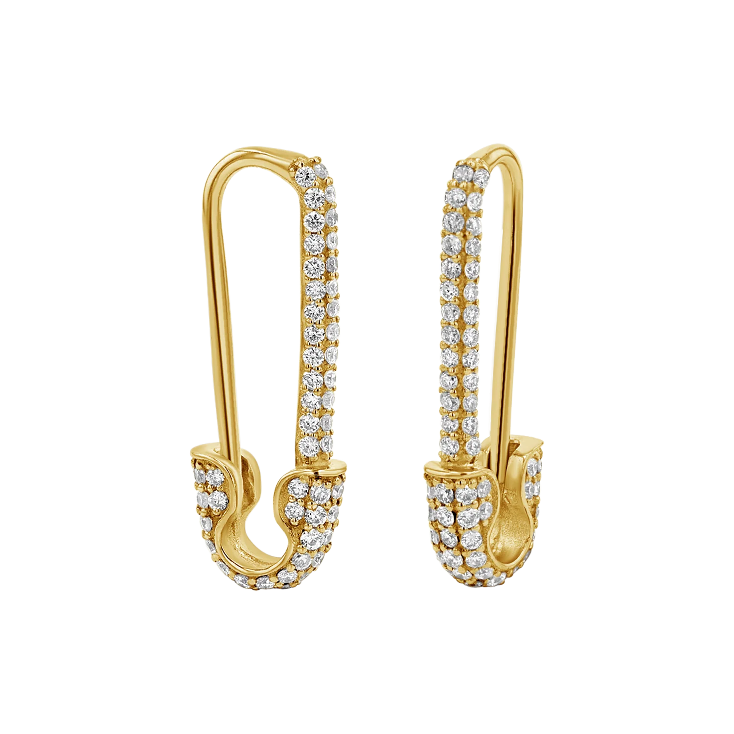 Image of Diamond Safety Pin Earrings