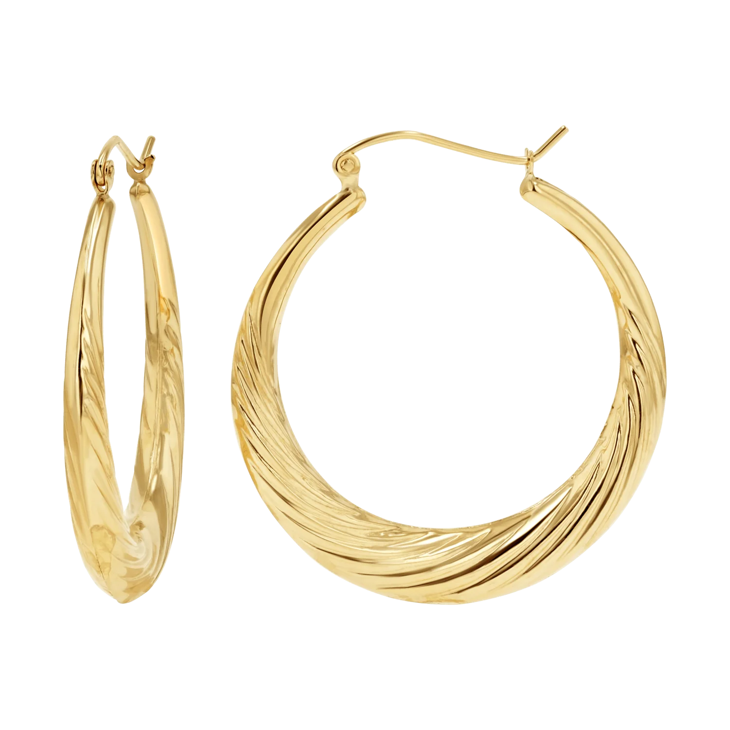 Image of Large Croissant Twist Hoop Earrings