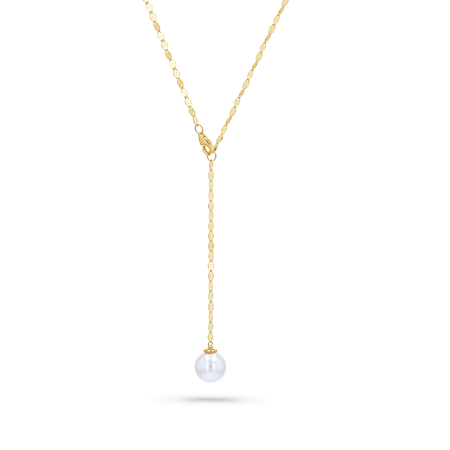 Image of Demure Pearl Drop Chain Lariat