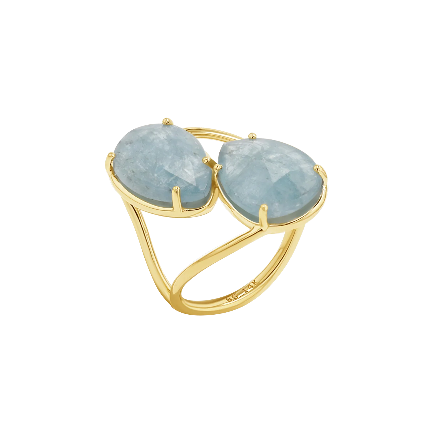 Image of Pear Shape Aquamarine Duo Rose Cut Ring