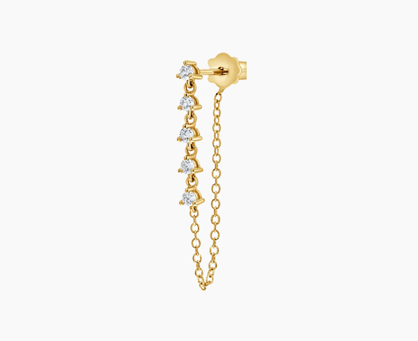 Five Diamond Chain Drop Earrings