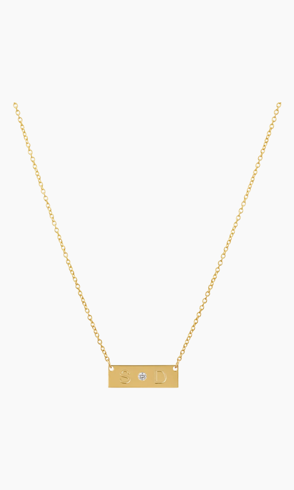 Diamond Letter Nameplate Necklace