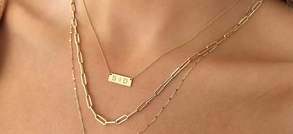 Diamond Letter Nameplate Necklace