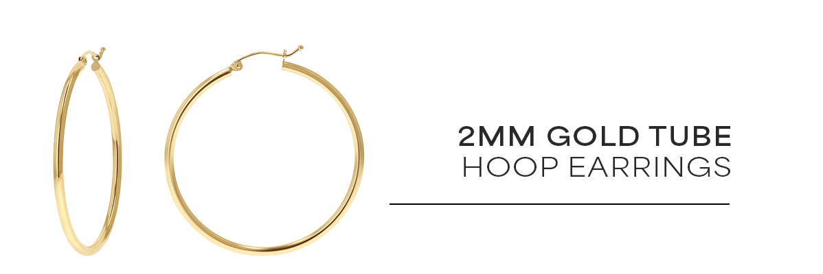 2mm Gold Tube Hoop Earrings
