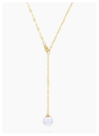Demure Pearl Drop Chain Lariat